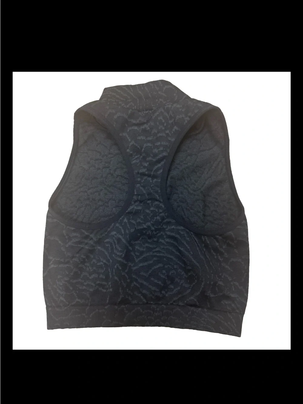 Gymshark Adapt Animal Seamless Crop Zip Sports Bra Tank Black Grey Size Small